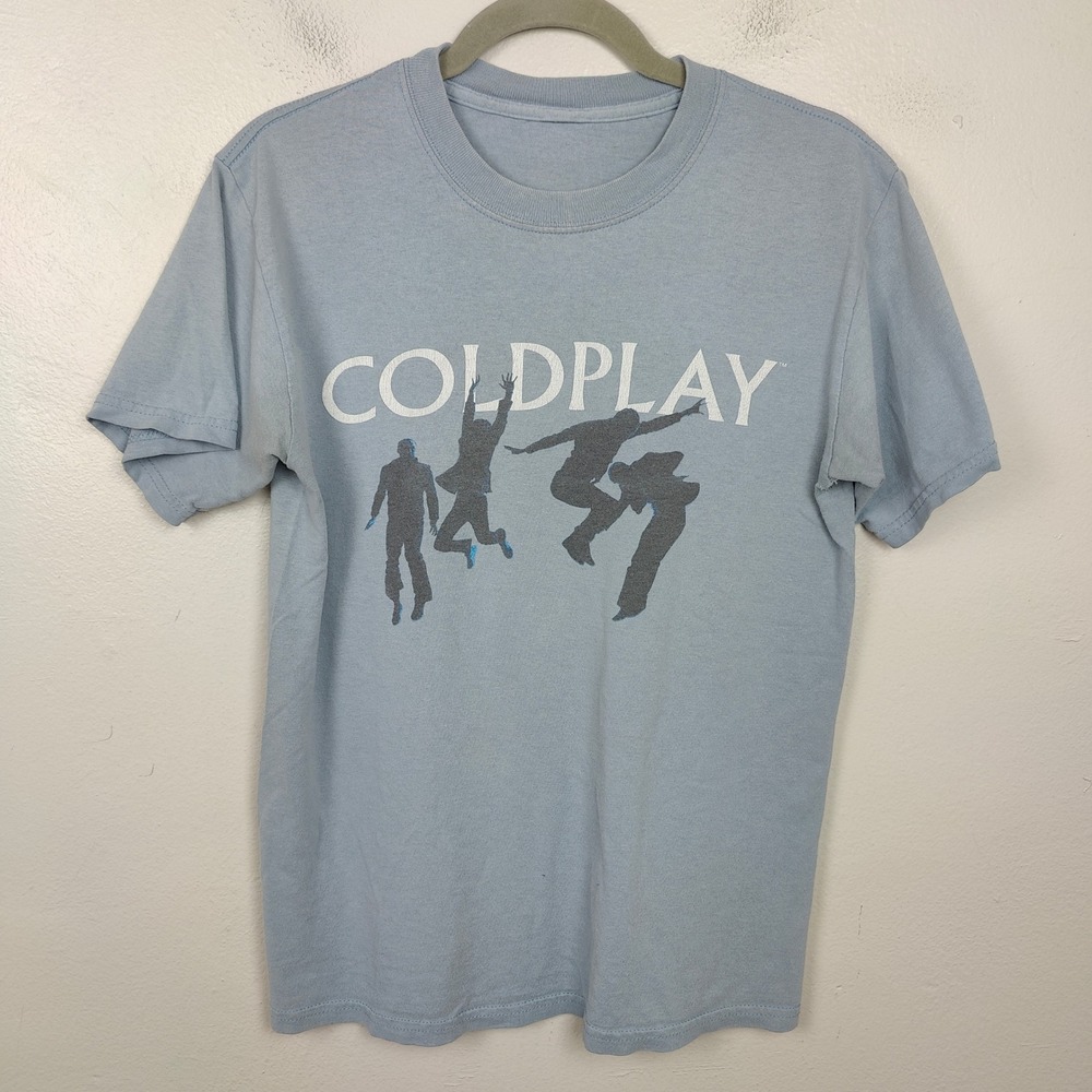 Vintage 2005 Coldplay Twisted Logic Tour T-Shirt Small Blue Graphic Band Tee - Picture 2 of 11